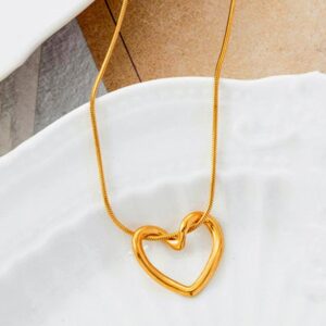 Tied Heart Gold Pendant Necklace