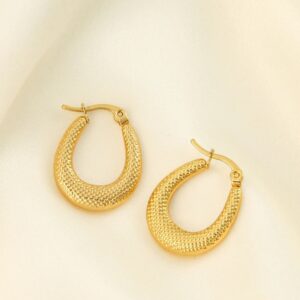 Woven Textured Gold Hoop Earrings